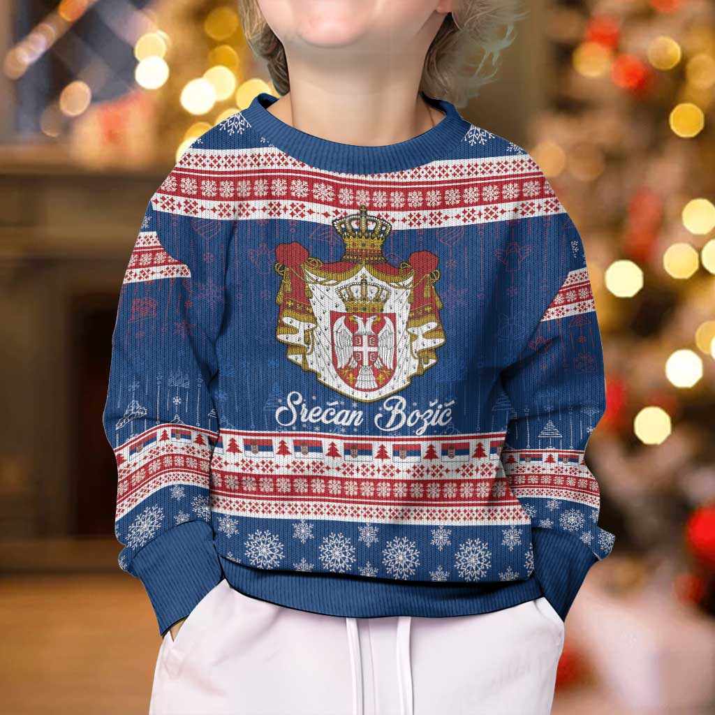 Serbia Christmas Kid Ugly Christmas Sweater Coat Of Arms Srecan Bozic - Wonder Print Shop
