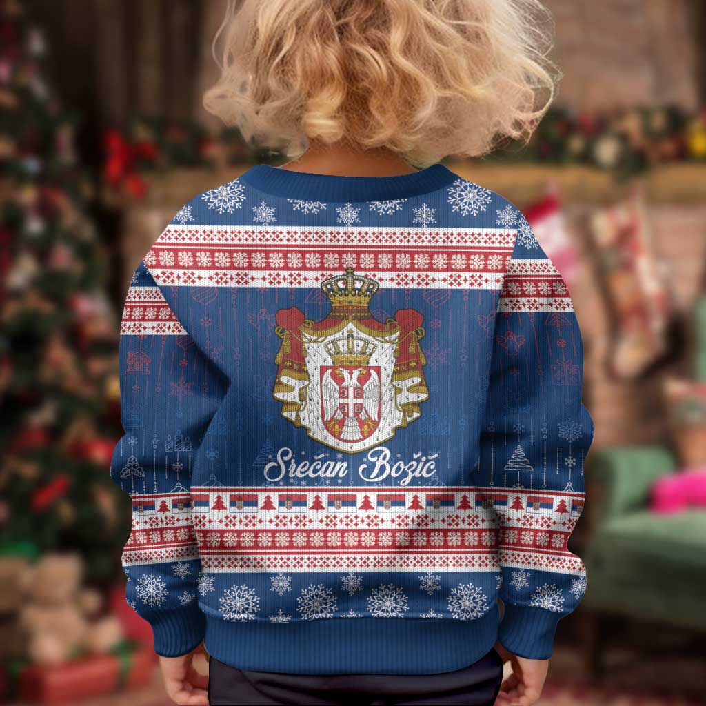 Serbia Christmas Kid Ugly Christmas Sweater Coat Of Arms Srecan Bozic - Wonder Print Shop
