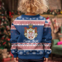 Serbia Christmas Kid Ugly Christmas Sweater Coat Of Arms Srecan Bozic - Wonder Print Shop