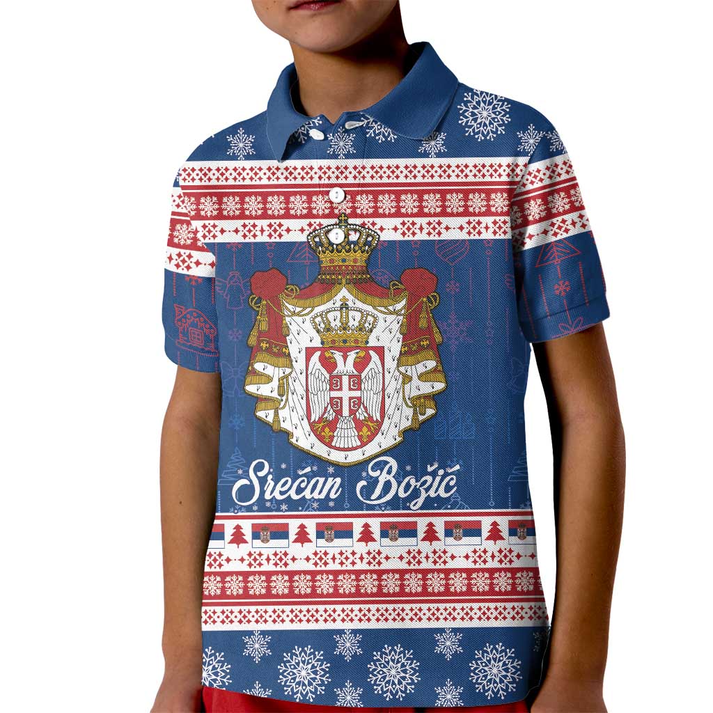 Serbia Christmas Kid Polo Shirt Coat Of Arms Srecan Bozic - Wonder Print Shop