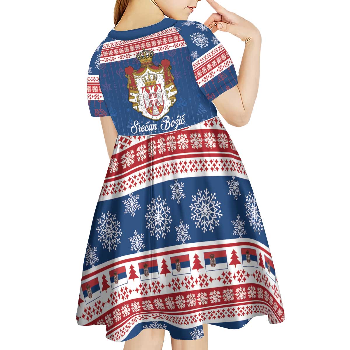 Serbia Christmas Kid Short Sleeve Dress Coat Of Arms Srecan Bozic - Wonder Print Shop
