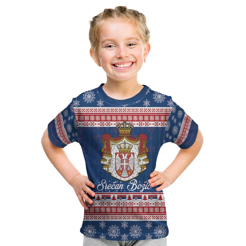 Serbia Christmas Kid T Shirt Coat Of Arms Srecan Bozic - Wonder Print Shop
