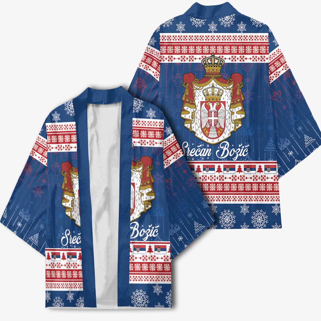 Serbia Christmas Kimono Coat Of Arms Srecan Bozic - Wonder Print Shop