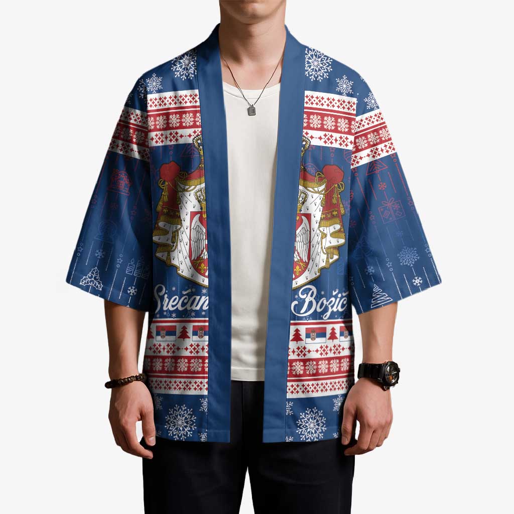 Serbia Christmas Kimono Coat Of Arms Srecan Bozic - Wonder Print Shop