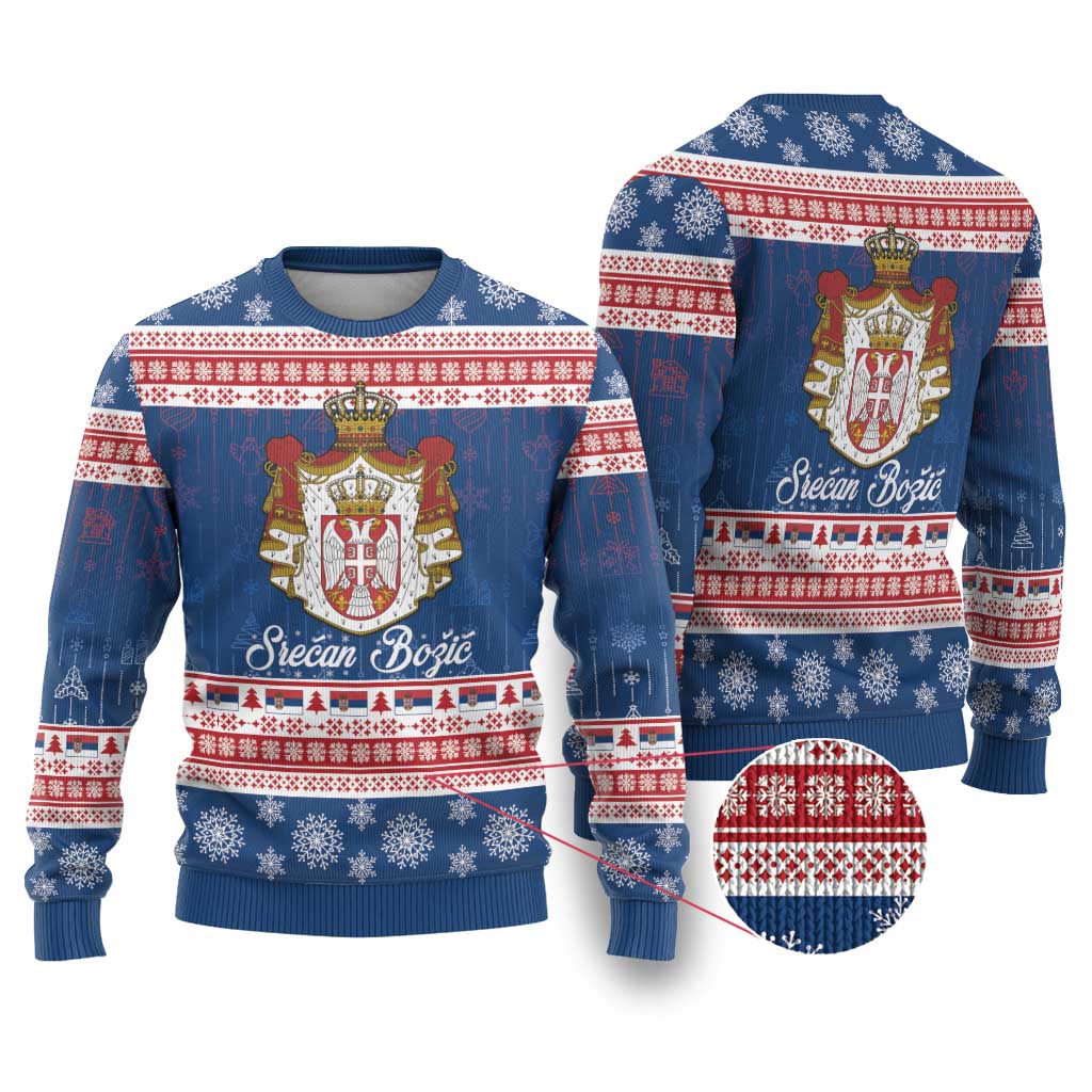 Serbia Christmas Ugly Christmas Sweater Coat Of Arms Srecan Bozic - Wonder Print Shop