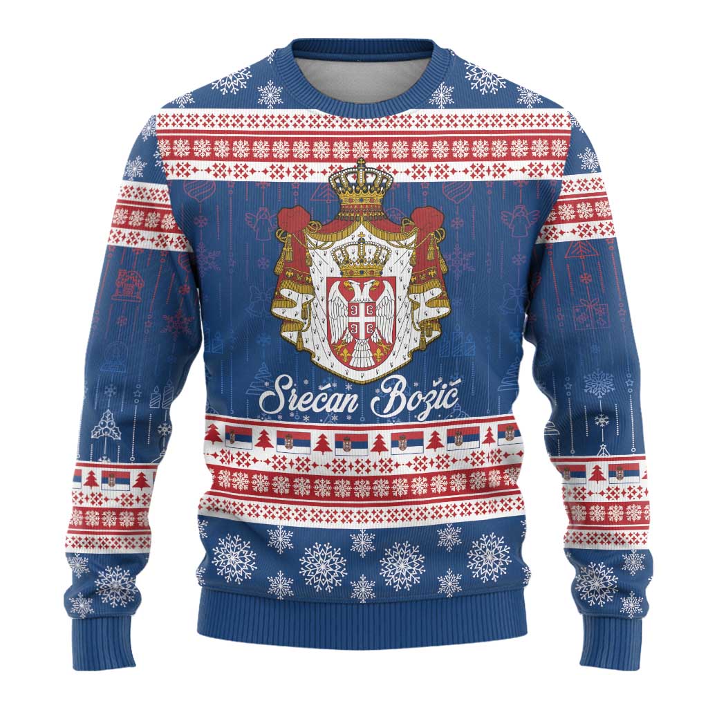 Serbia Christmas Ugly Christmas Sweater Coat Of Arms Srecan Bozic - Wonder Print Shop