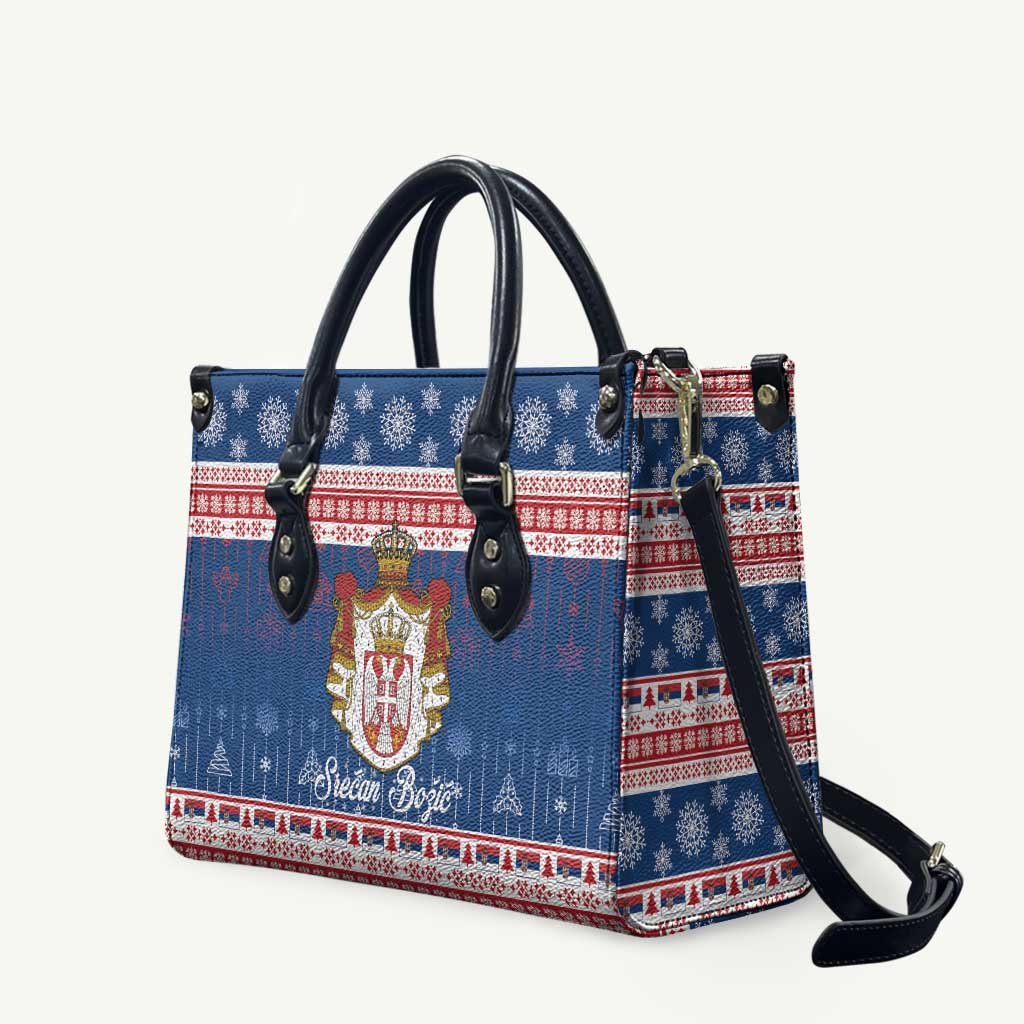 Serbia Christmas Leather Bag Coat Of Arms Srecan Bozic - Wonder Print Shop