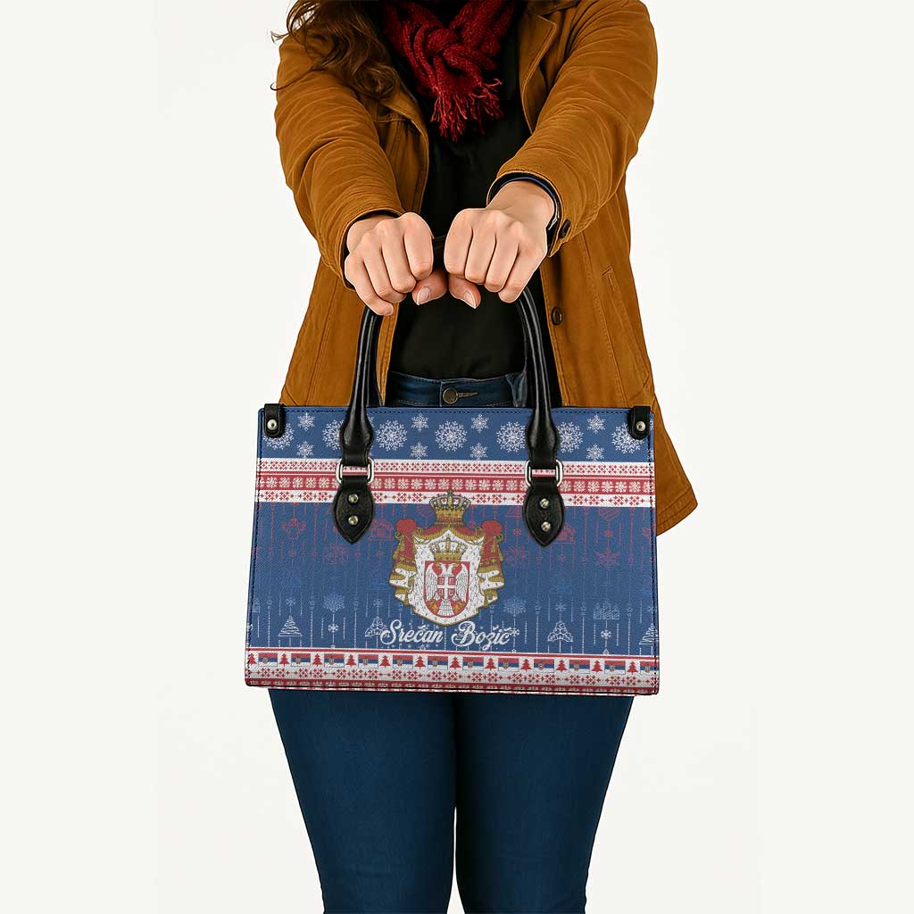 Serbia Christmas Leather Bag Coat Of Arms Srecan Bozic - Wonder Print Shop