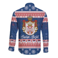 Serbia Christmas Long Sleeve Button Shirt Coat Of Arms Srecan Bozic - Wonder Print Shop
