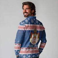 Serbia Christmas Long Sleeve Polo Shirt Coat Of Arms Srecan Bozic - Wonder Print Shop