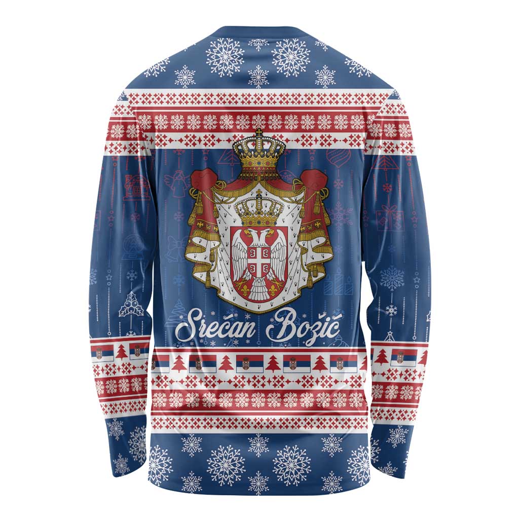 Serbia Christmas Long Sleeve Shirt Coat Of Arms Srecan Bozic - Wonder Print Shop