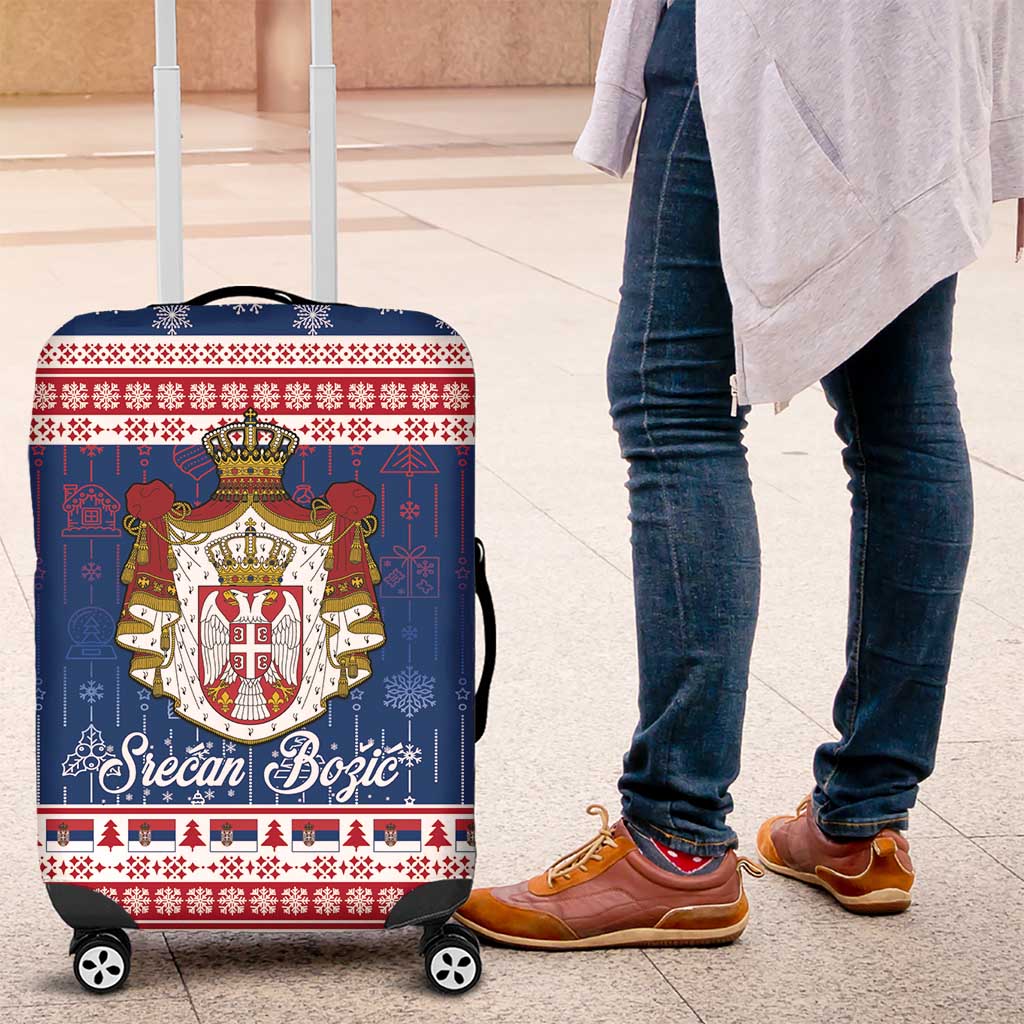 Serbia Christmas Luggage Cover Coat Of Arms Srecan Bozic - Wonder Print Shop
