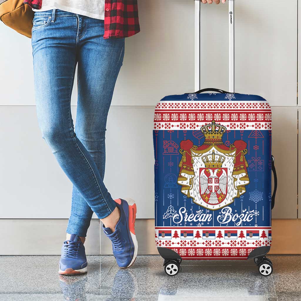 Serbia Christmas Luggage Cover Coat Of Arms Srecan Bozic - Wonder Print Shop