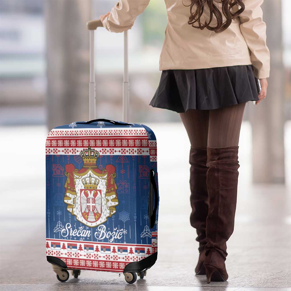 Serbia Christmas Luggage Cover Coat Of Arms Srecan Bozic - Wonder Print Shop