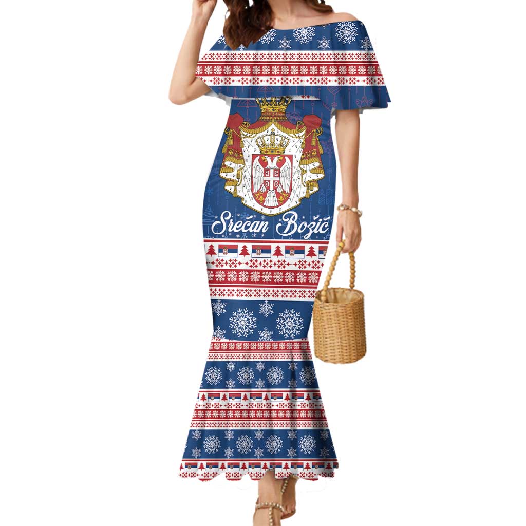 Serbia Christmas Mermaid Dress Coat Of Arms Srecan Bozic - Wonder Print Shop