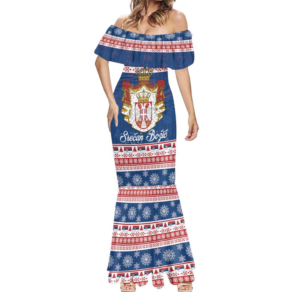 Serbia Christmas Mermaid Dress Coat Of Arms Srecan Bozic - Wonder Print Shop