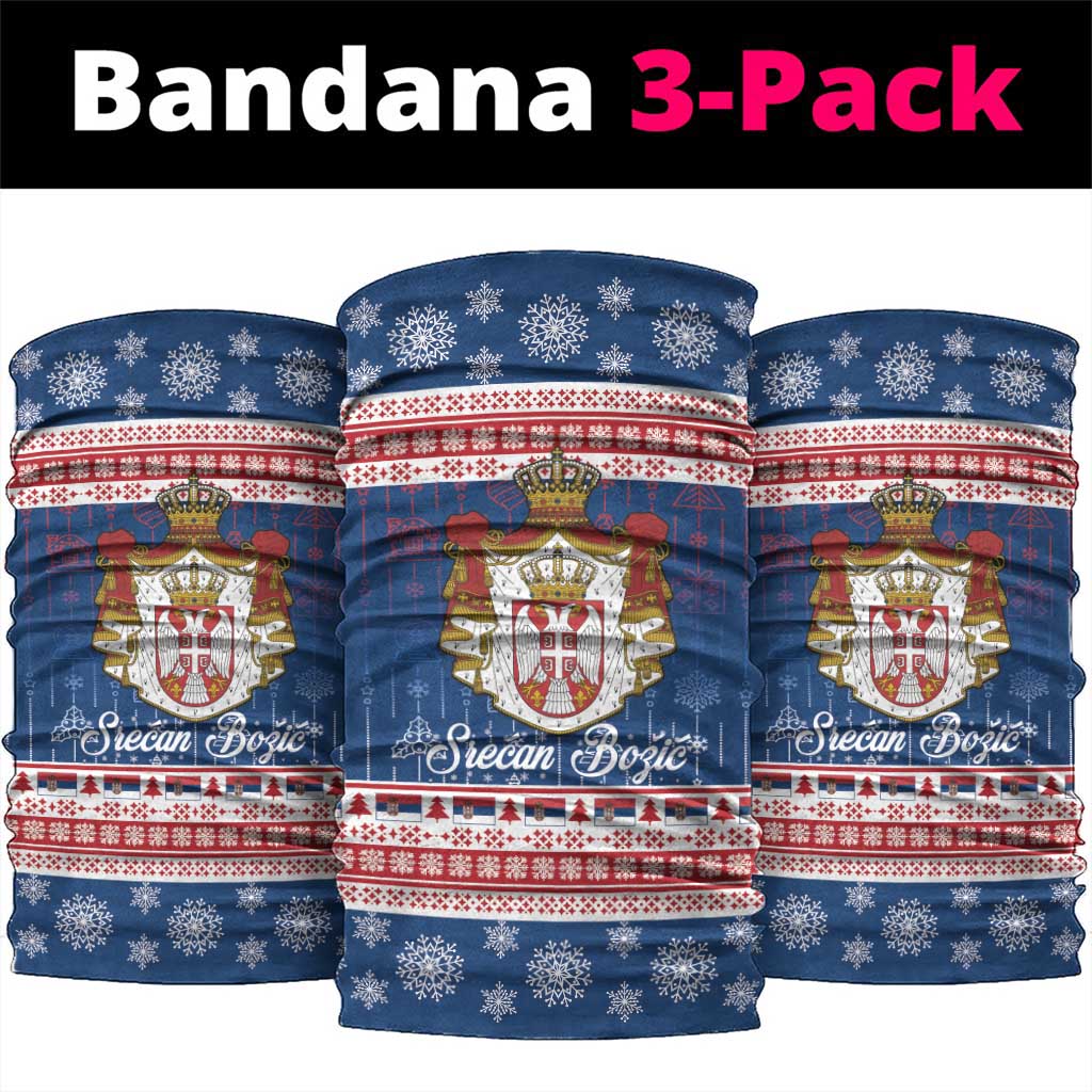 Serbia Christmas Neck Gaiter Coat Of Arms Srecan Bozic - Wonder Print Shop