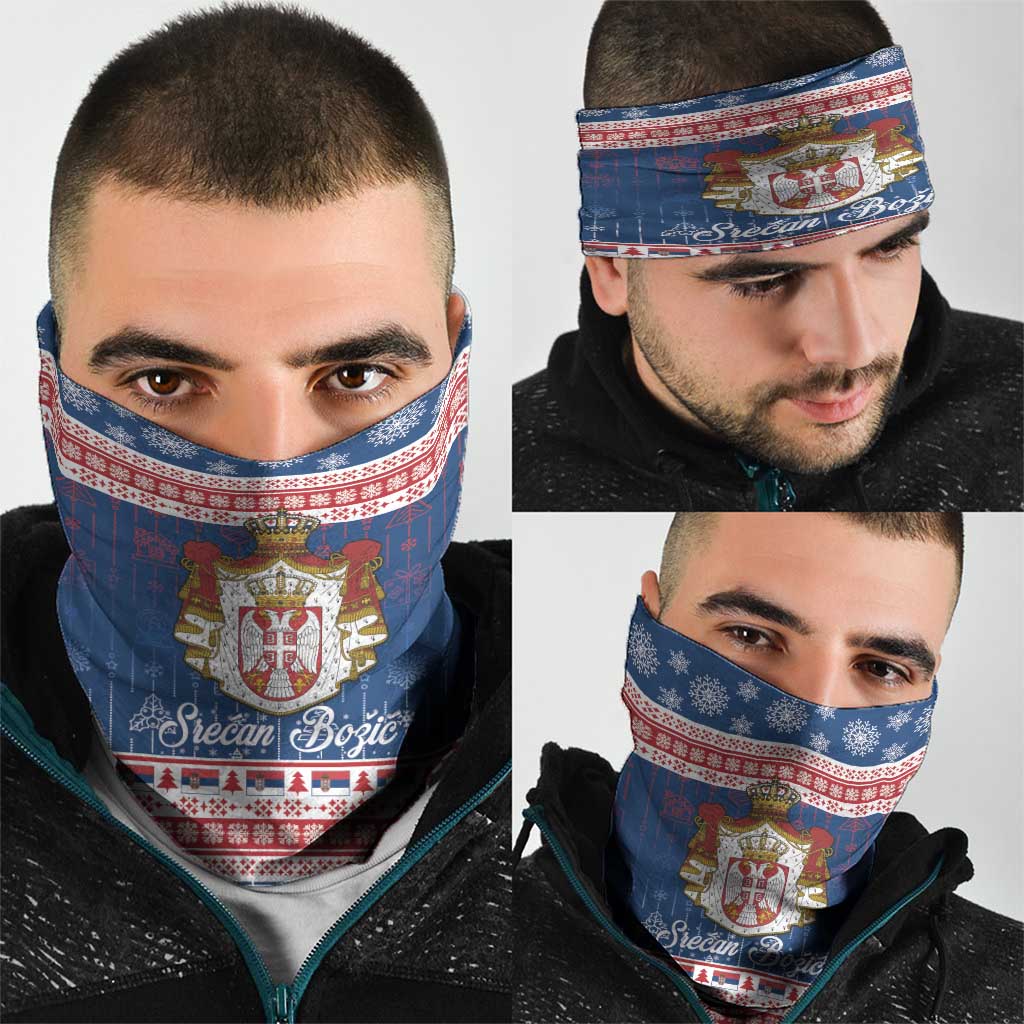 Serbia Christmas Neck Gaiter Coat Of Arms Srecan Bozic - Wonder Print Shop
