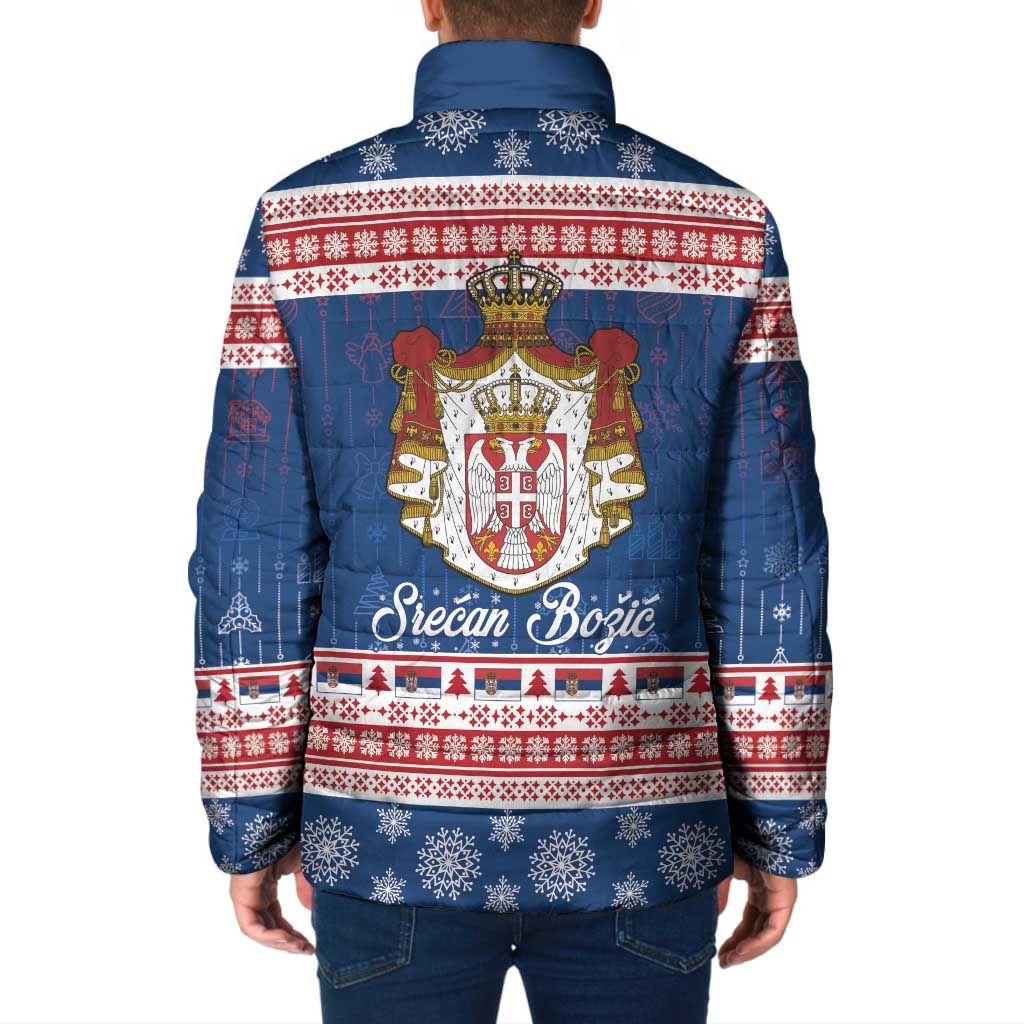 Serbia Christmas Padded Jacket Coat Of Arms Srecan Bozic - Wonder Print Shop