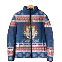 Serbia Christmas Padded Jacket Coat Of Arms Srecan Bozic - Wonder Print Shop