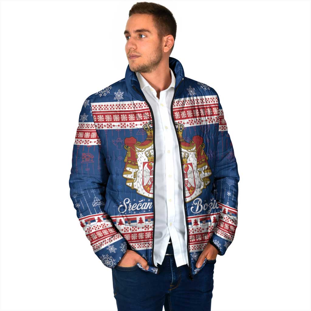Serbia Christmas Padded Jacket Coat Of Arms Srecan Bozic - Wonder Print Shop