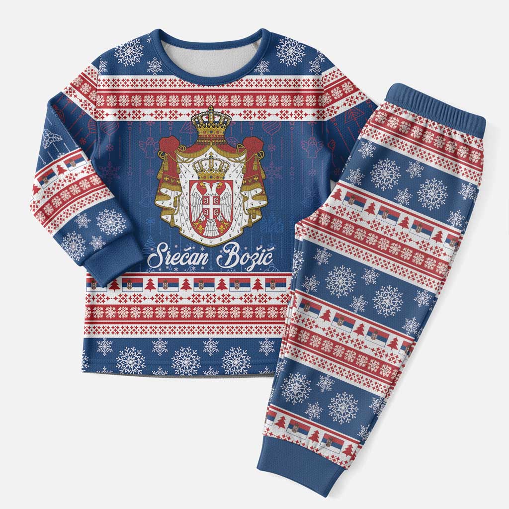 Serbia Christmas Pajama Set Coat Of Arms Srecan Bozic - Wonder Print Shop