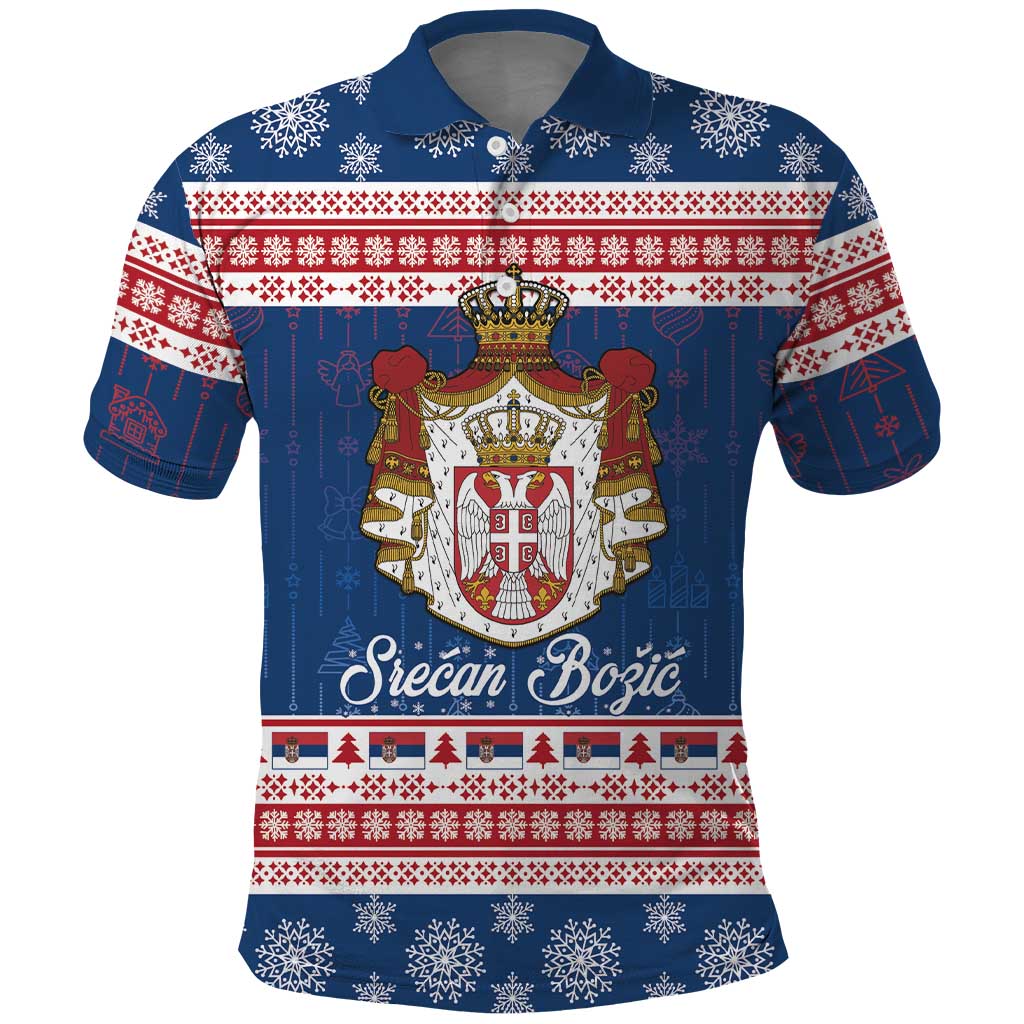 Serbia Christmas Polo Shirt Coat Of Arms Srecan Bozic - Wonder Print Shop