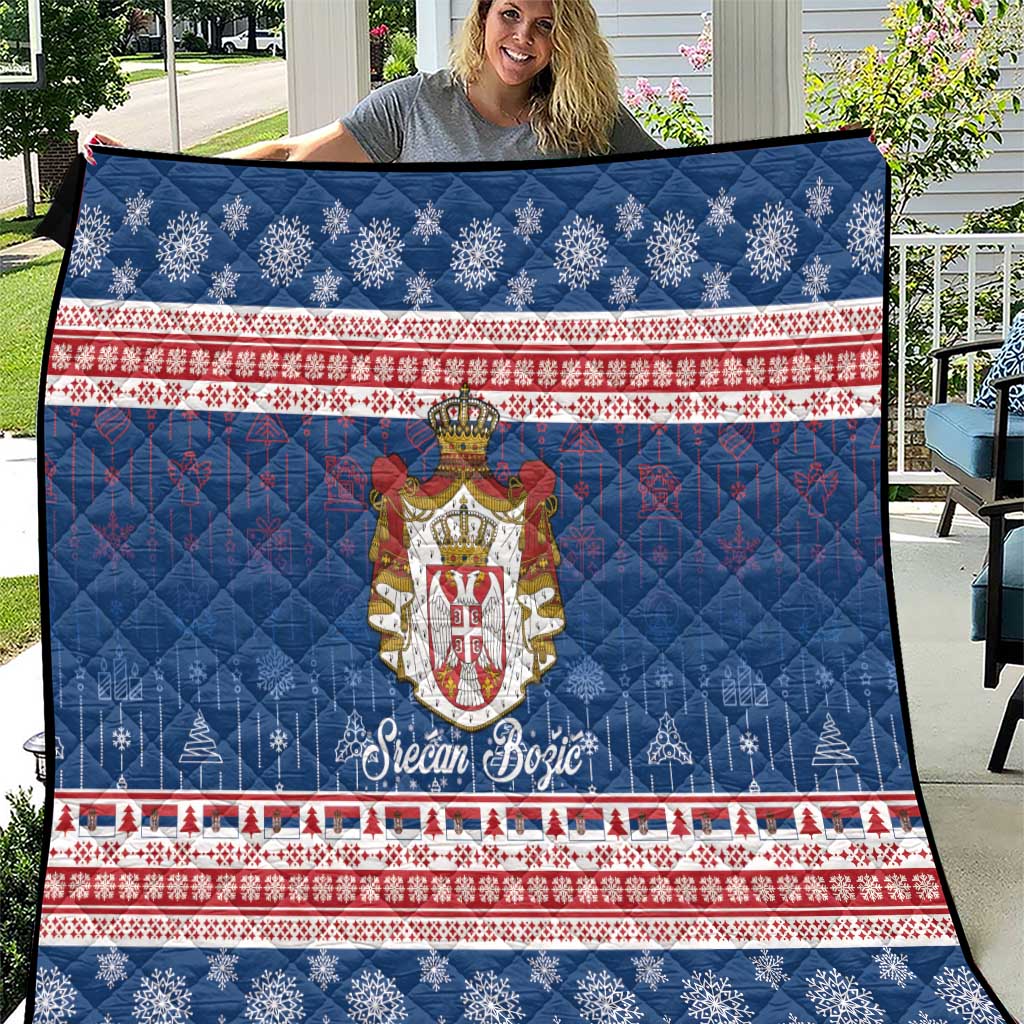 Serbia Christmas Quilt Coat Of Arms Srecan Bozic - Wonder Print Shop