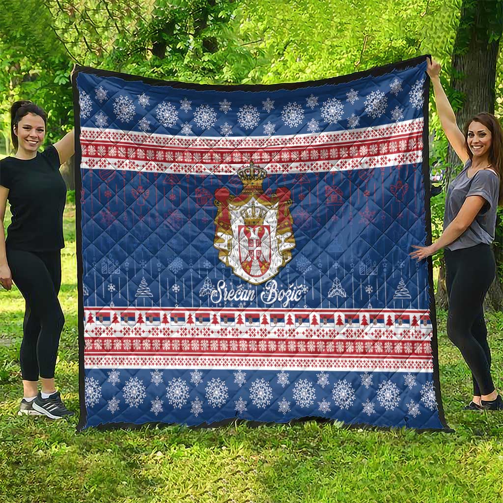 Serbia Christmas Quilt Coat Of Arms Srecan Bozic - Wonder Print Shop