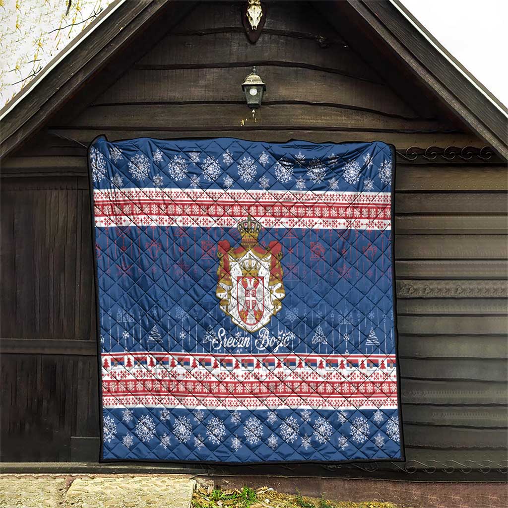Serbia Christmas Quilt Coat Of Arms Srecan Bozic - Wonder Print Shop