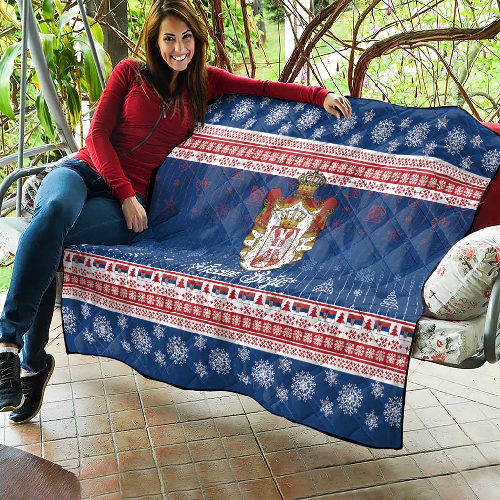 Serbia Christmas Quilt Coat Of Arms Srecan Bozic - Wonder Print Shop