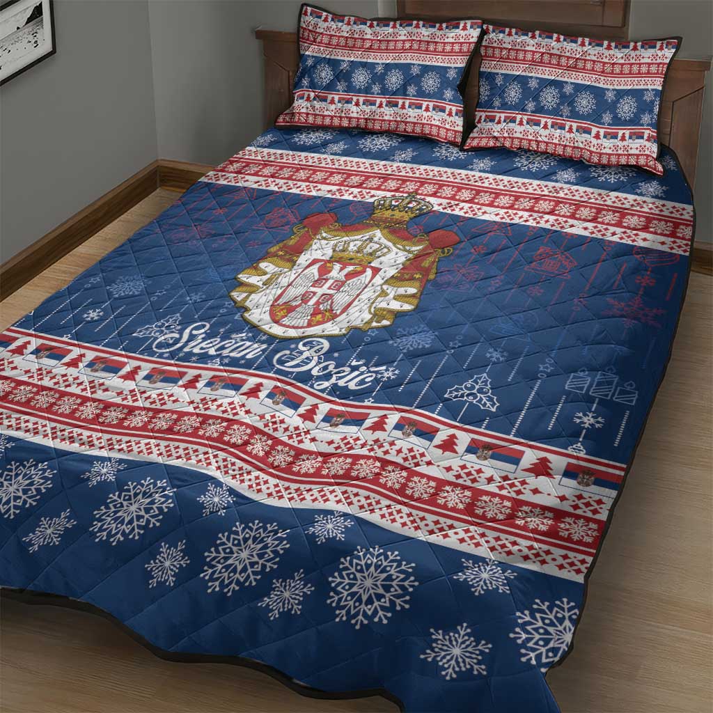 Serbia Christmas Quilt Bed Set Coat Of Arms Srecan Bozic - Wonder Print Shop