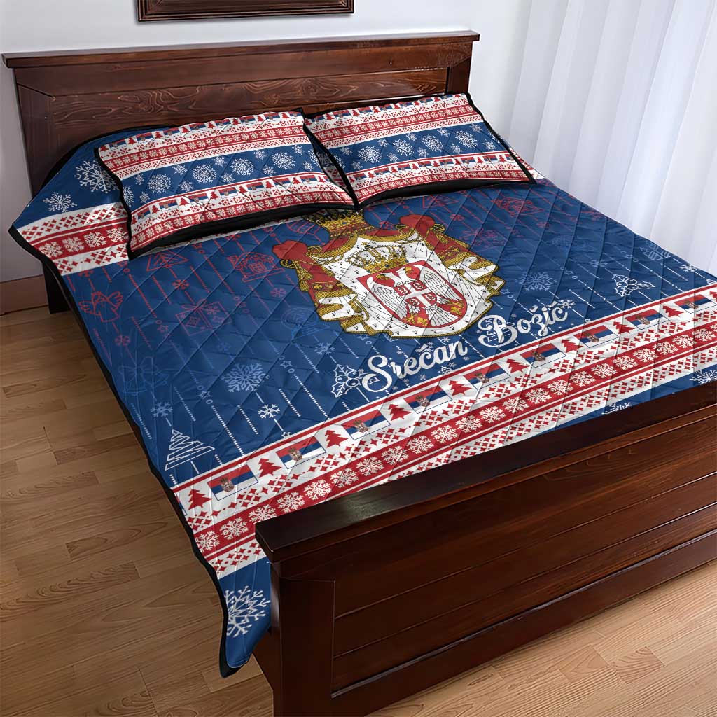 Serbia Christmas Quilt Bed Set Coat Of Arms Srecan Bozic - Wonder Print Shop