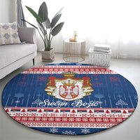 Serbia Christmas Round Carpet Coat Of Arms Srecan Bozic - Wonder Print Shop