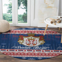 Serbia Christmas Round Carpet Coat Of Arms Srecan Bozic - Wonder Print Shop