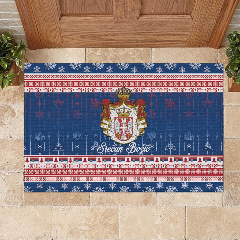 Serbia Christmas Rubber Doormat Coat Of Arms Srecan Bozic - Wonder Print Shop