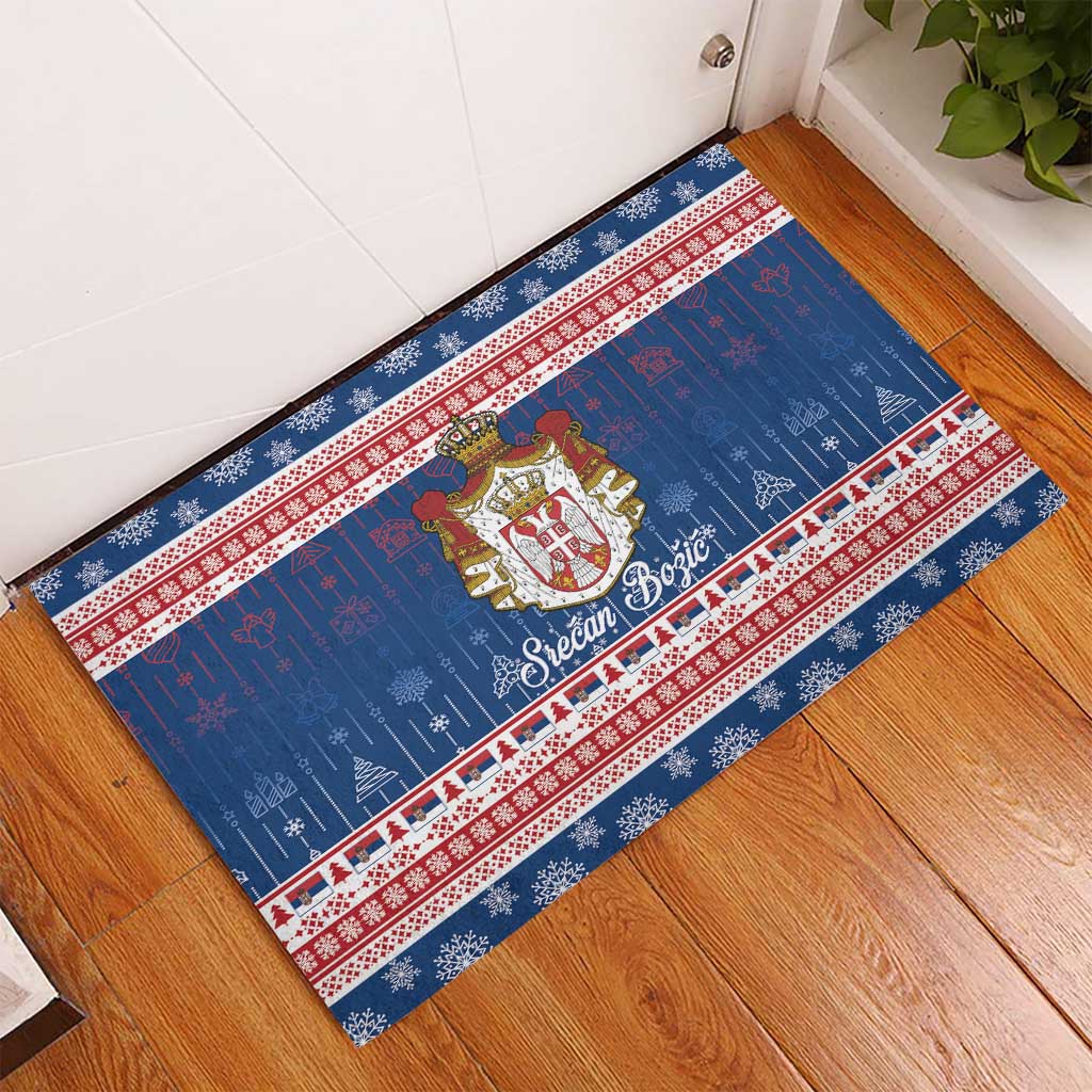 Serbia Christmas Rubber Doormat Coat Of Arms Srecan Bozic - Wonder Print Shop