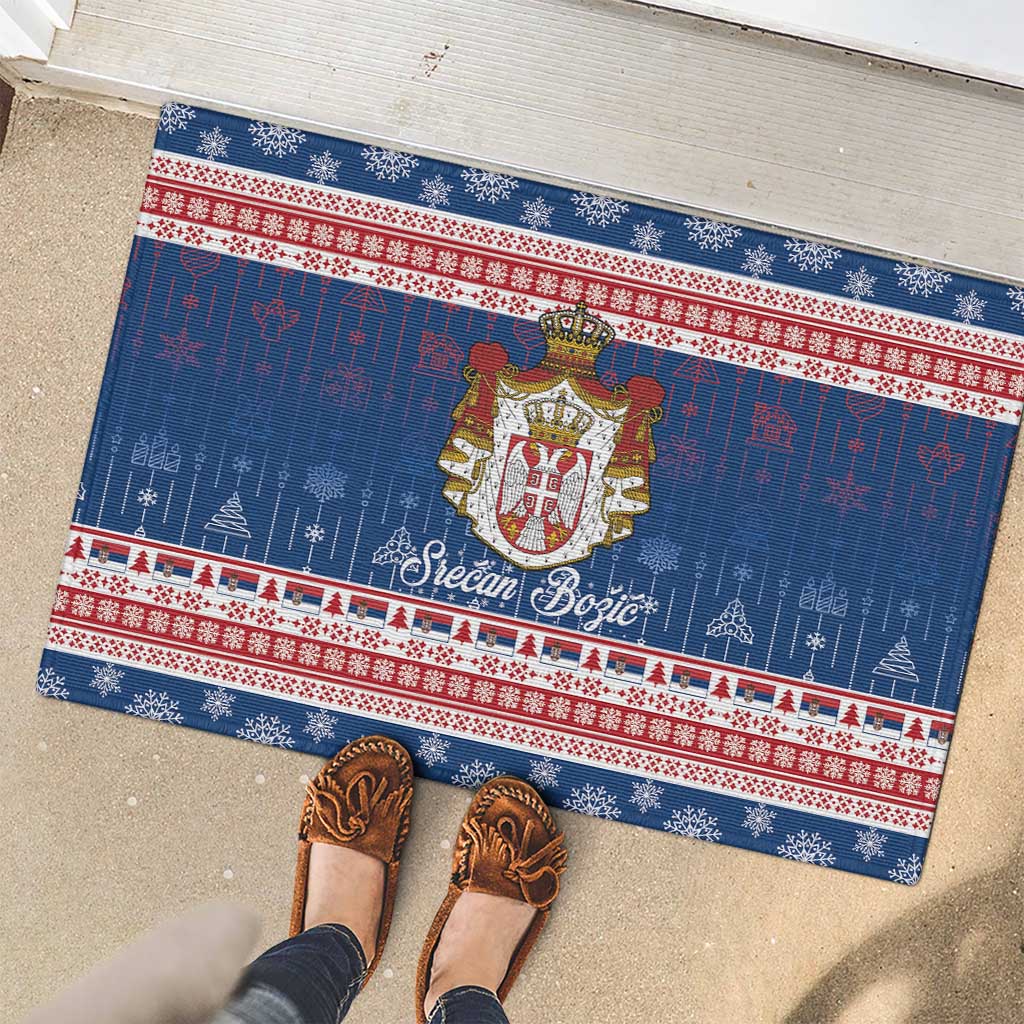 Serbia Christmas Rubber Doormat Coat Of Arms Srecan Bozic - Wonder Print Shop