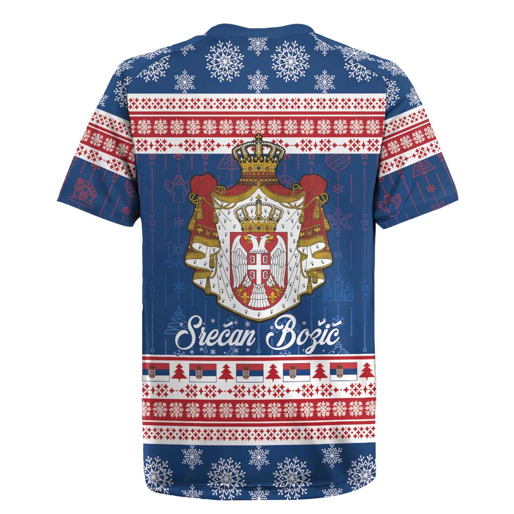 Serbia Christmas Rugby Jersey Coat Of Arms Srecan Bozic - Wonder Print Shop