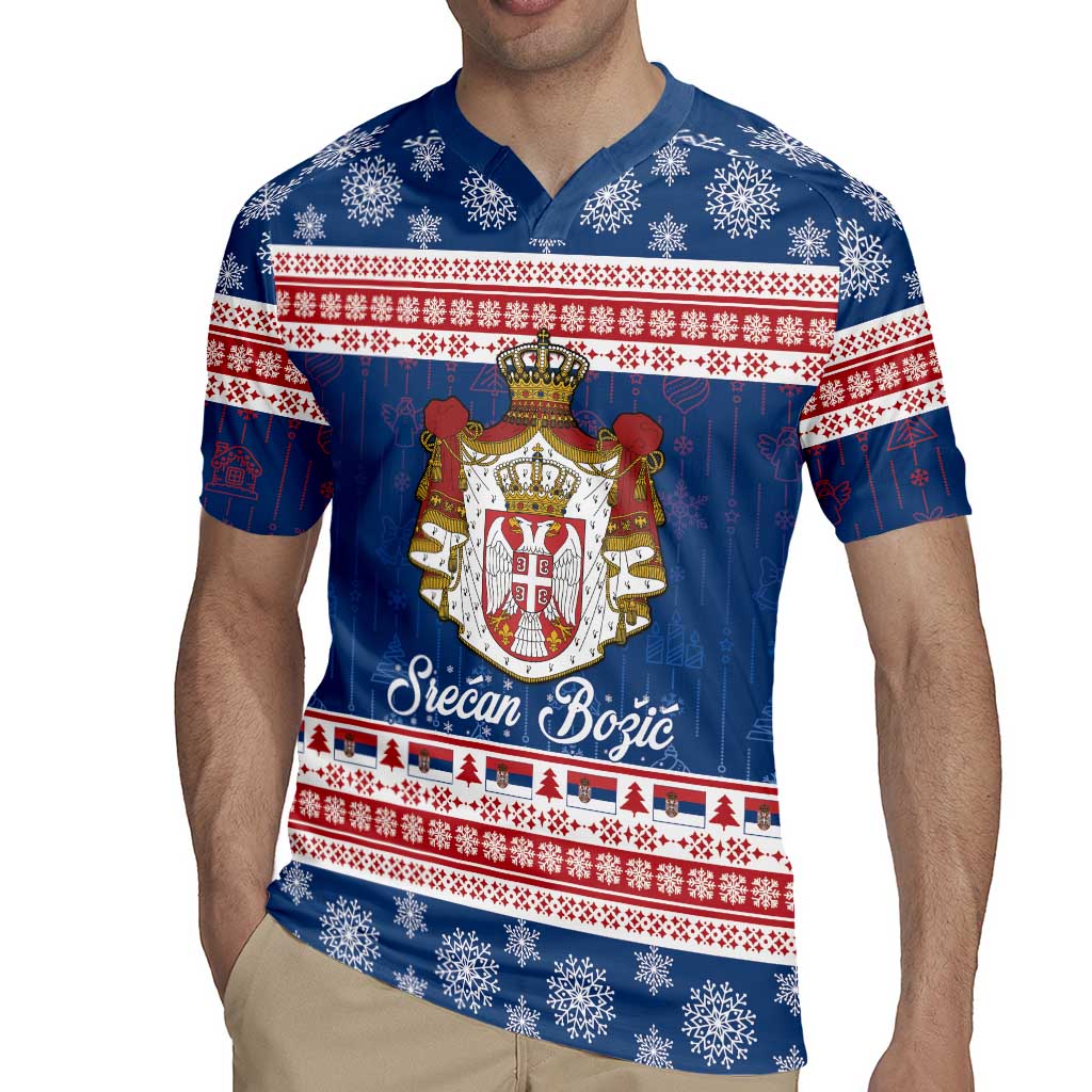 Serbia Christmas Rugby Jersey Coat Of Arms Srecan Bozic - Wonder Print Shop