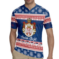 Serbia Christmas Rugby Jersey Coat Of Arms Srecan Bozic - Wonder Print Shop