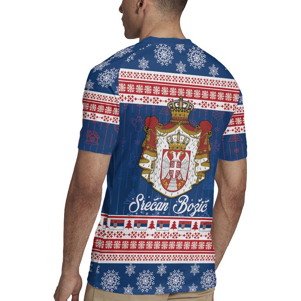 Serbia Christmas Rugby Jersey Coat Of Arms Srecan Bozic - Wonder Print Shop