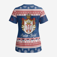 Serbia Christmas Scrub Top Coat Of Arms Srecan Bozic - Wonder Print Shop