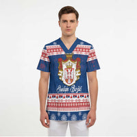 Serbia Christmas Scrub Top Coat Of Arms Srecan Bozic - Wonder Print Shop