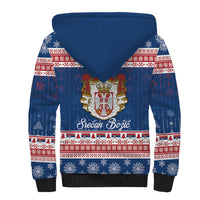 Serbia Christmas Sherpa Hoodie Coat Of Arms Srecan Bozic - Wonder Print Shop
