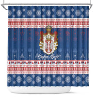 Serbia Christmas Shower Curtain Coat Of Arms Srecan Bozic - Wonder Print Shop