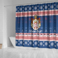 Serbia Christmas Shower Curtain Coat Of Arms Srecan Bozic - Wonder Print Shop