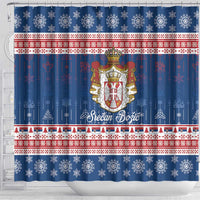 Serbia Christmas Shower Curtain Coat Of Arms Srecan Bozic - Wonder Print Shop