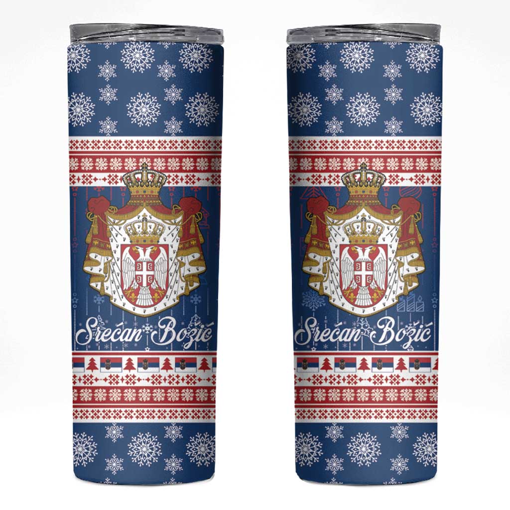 Serbia Christmas Skinny Tumbler Coat Of Arms Srecan Bozic - Wonder Print Shop