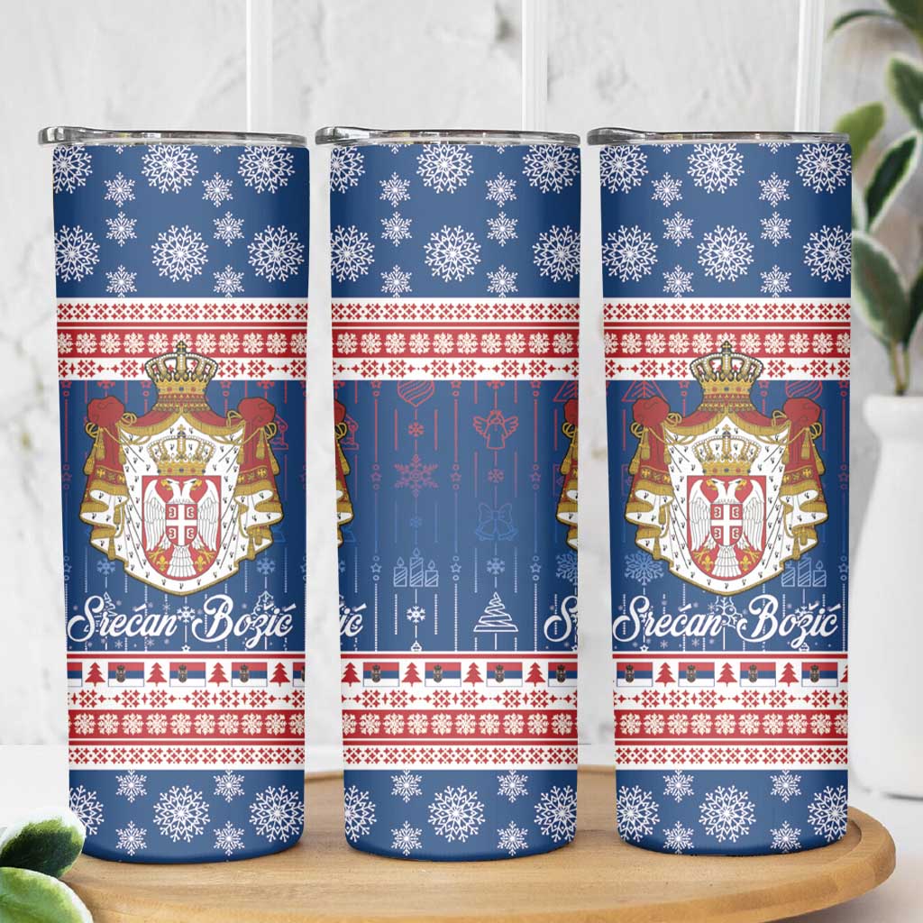 Serbia Christmas Skinny Tumbler Coat Of Arms Srecan Bozic - Wonder Print Shop